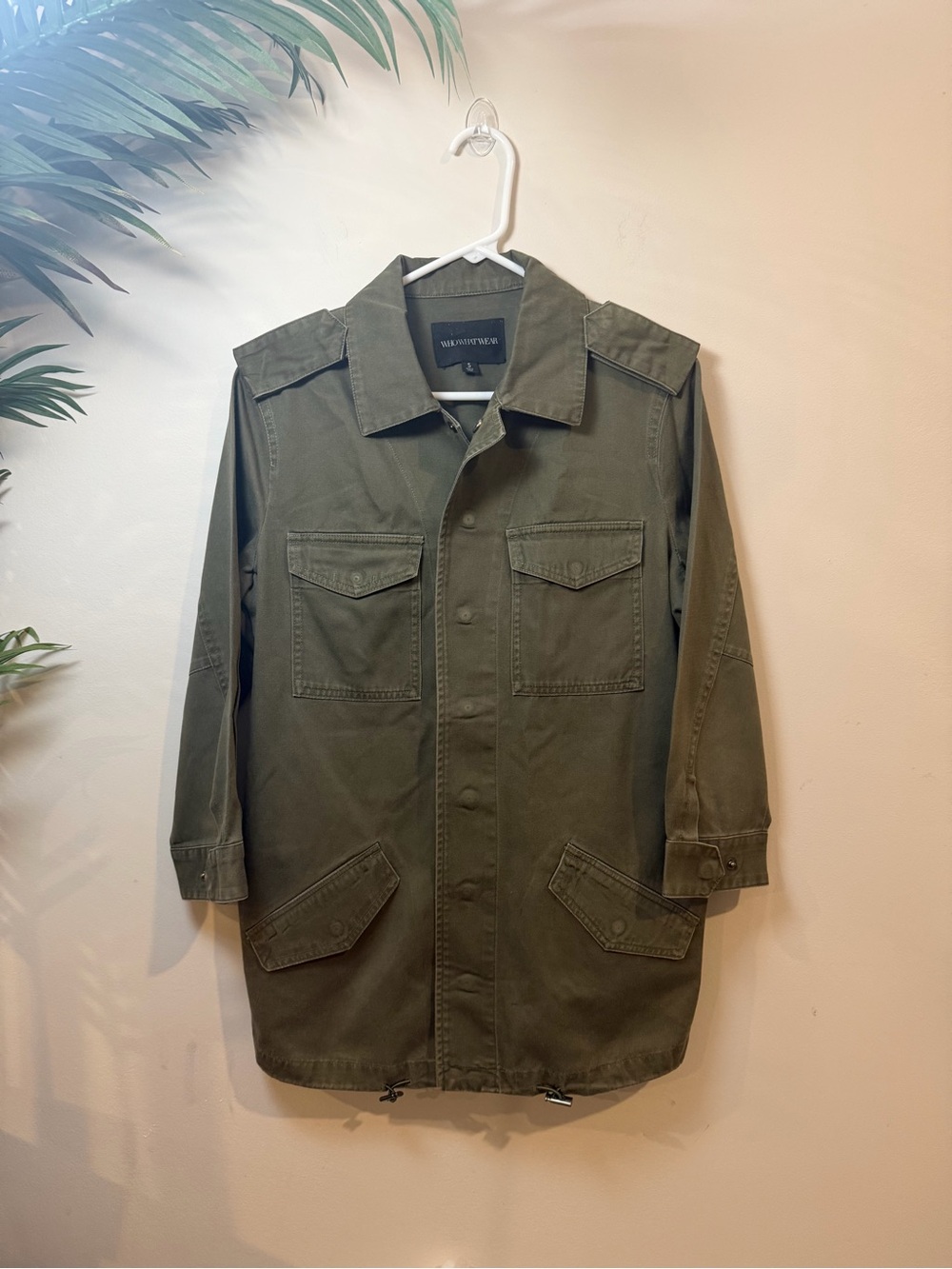 Who What Wear Womens Olive Green Utility Military Jacket Cotton Size S
